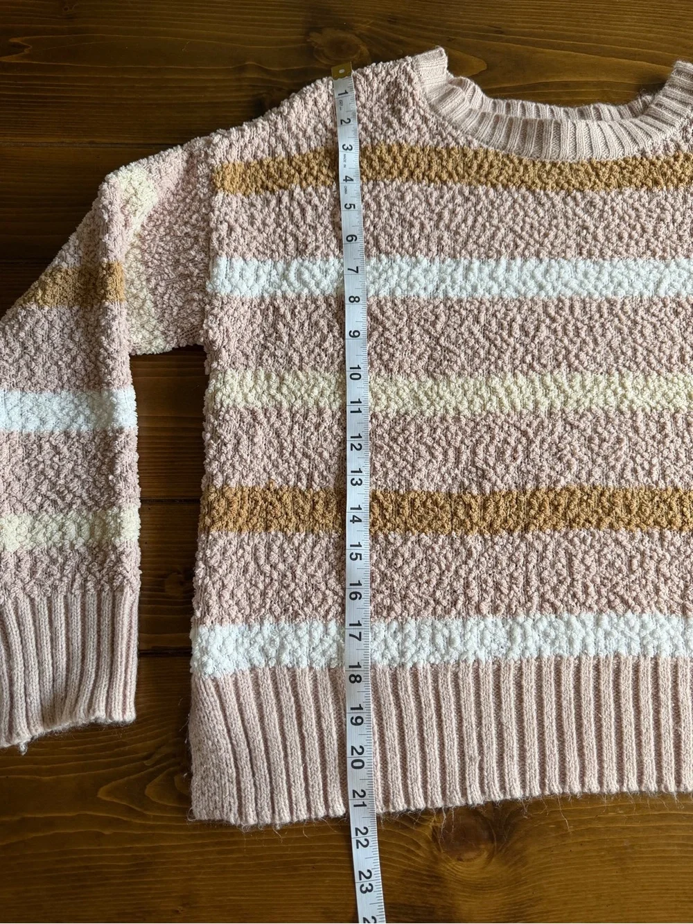 I.N. San Francisco Pastel Striped Textured Boucle Knit Sweater - Size M